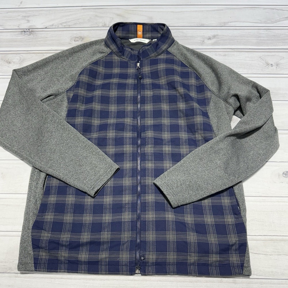 Peter Millar Jacket XL Blue Gray Crown Sport Fuse Elite Flannel Performance